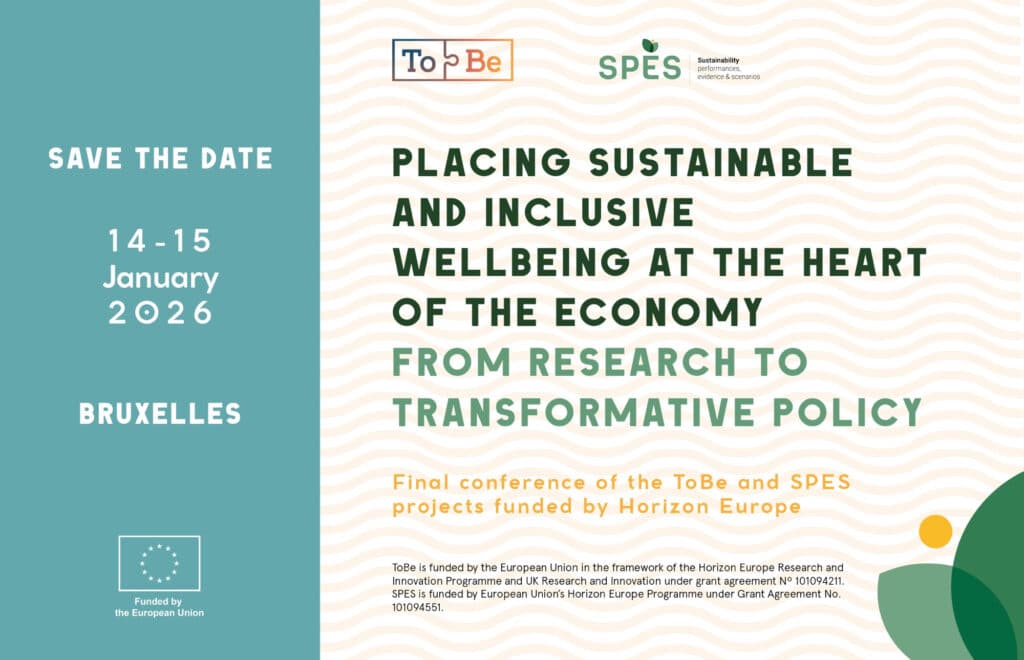 Promotional graphic for the event 'Placing Sustainable and Inclusive Wellbeing at the Heart of the Economy: from Research to Transformative Policy'