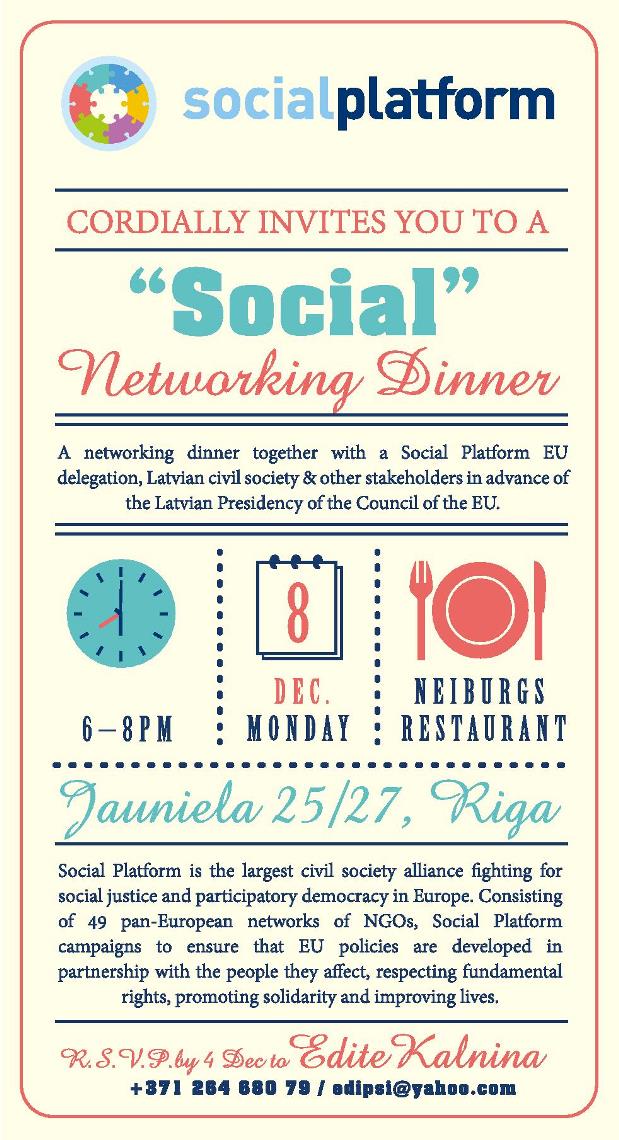 Invitation to Social Platform 'Social' Networking Dinner